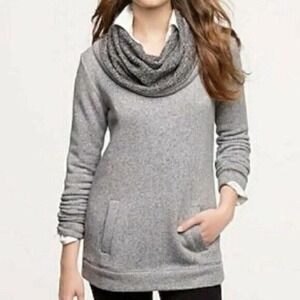J. Crew Women's Gray Sweatshirt Cowl Neck Funnel‎ Neck Kangaroo Pockets Size XS